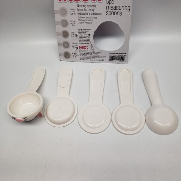 New Joie Cat Measuring Spoon Set Meow 5 Piece White - Picture 10 of 15